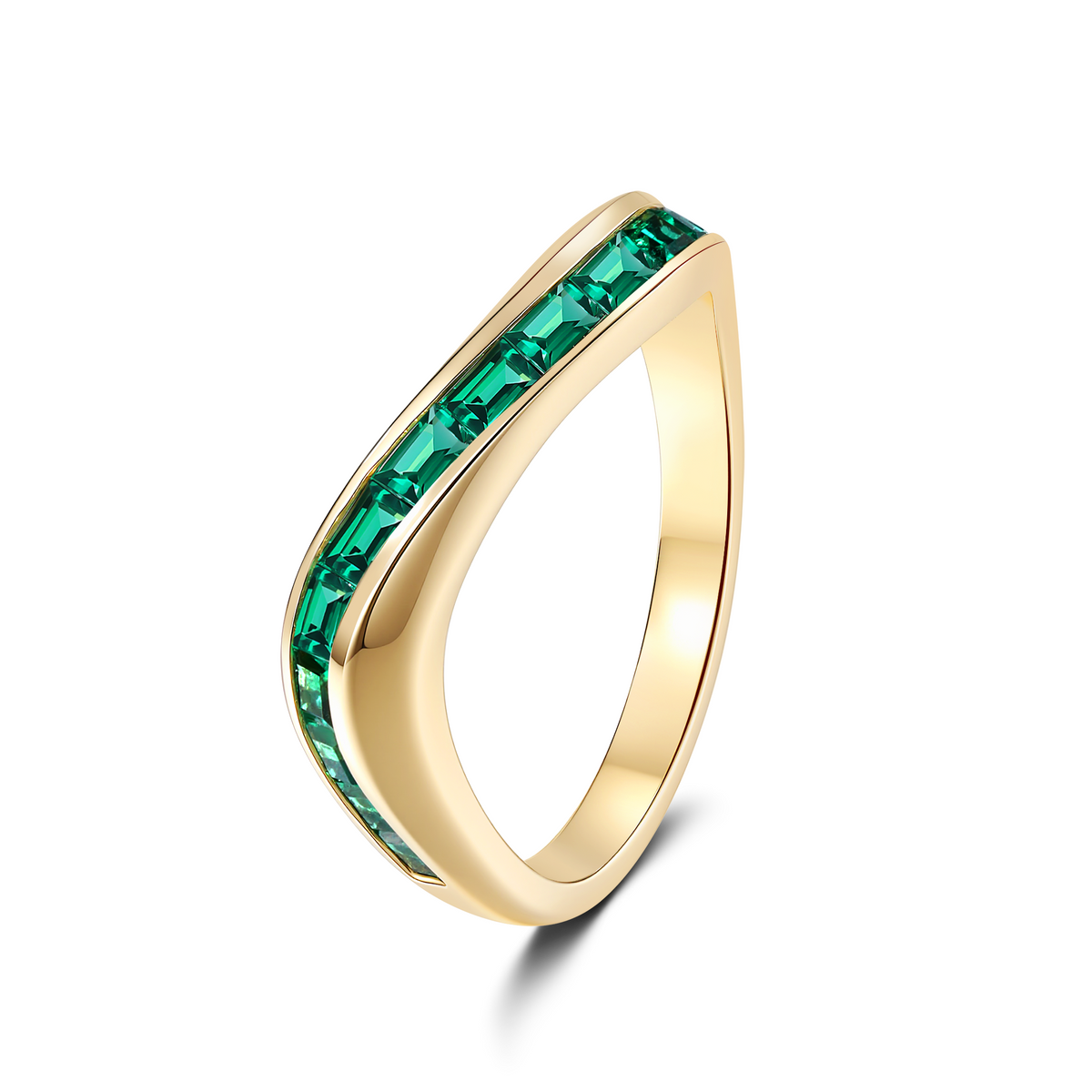 STREAM EMERALD WEDDING BAND