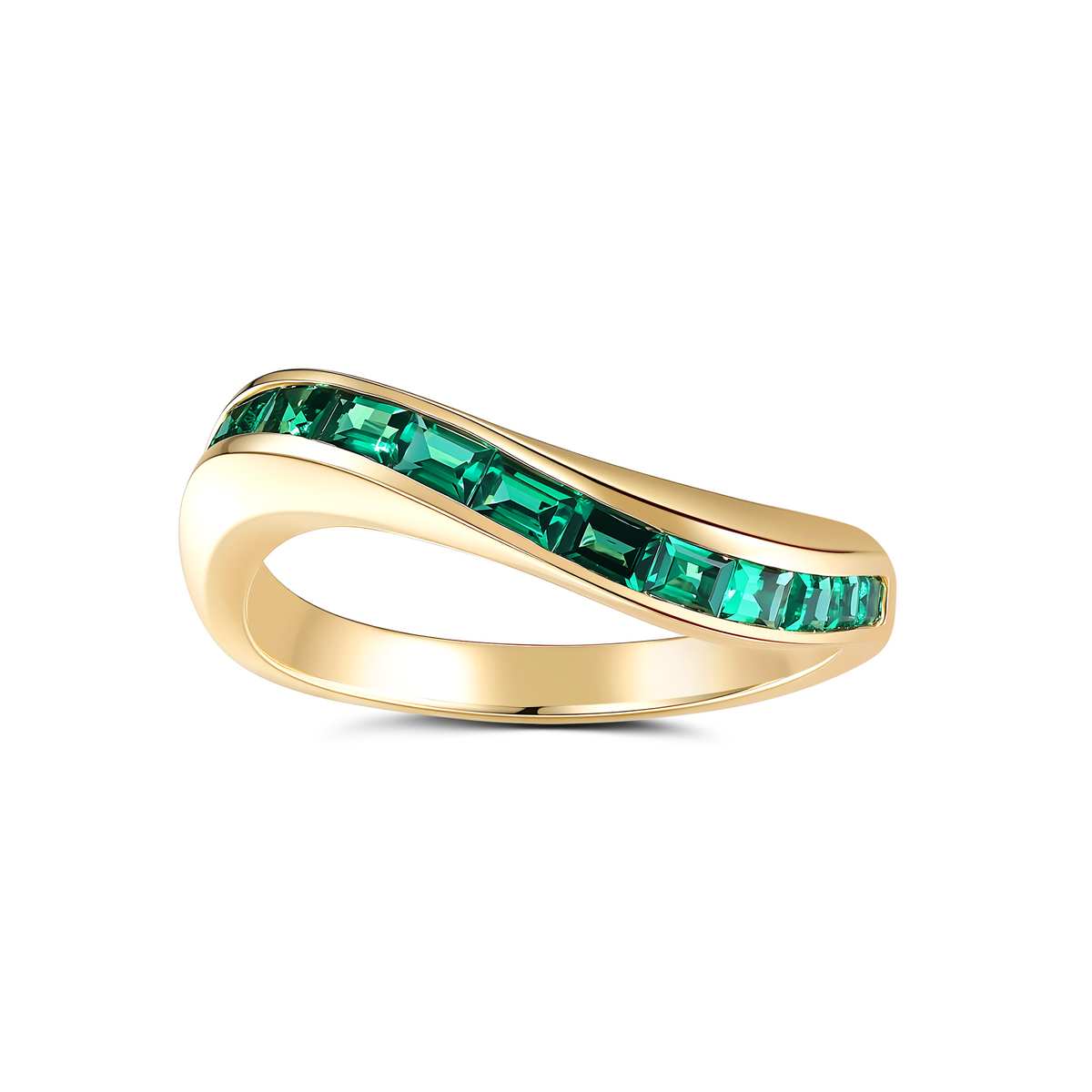 STREAM EMERALD WEDDING BAND
