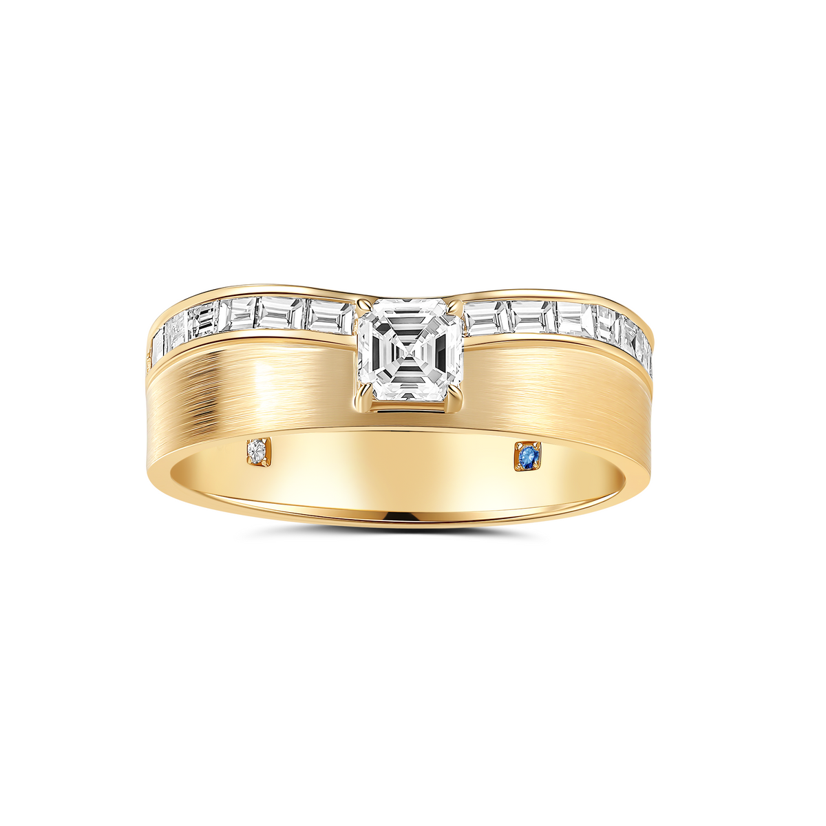 ASSCHER AND BAGUETTE DIAMOND WEDDING BAND