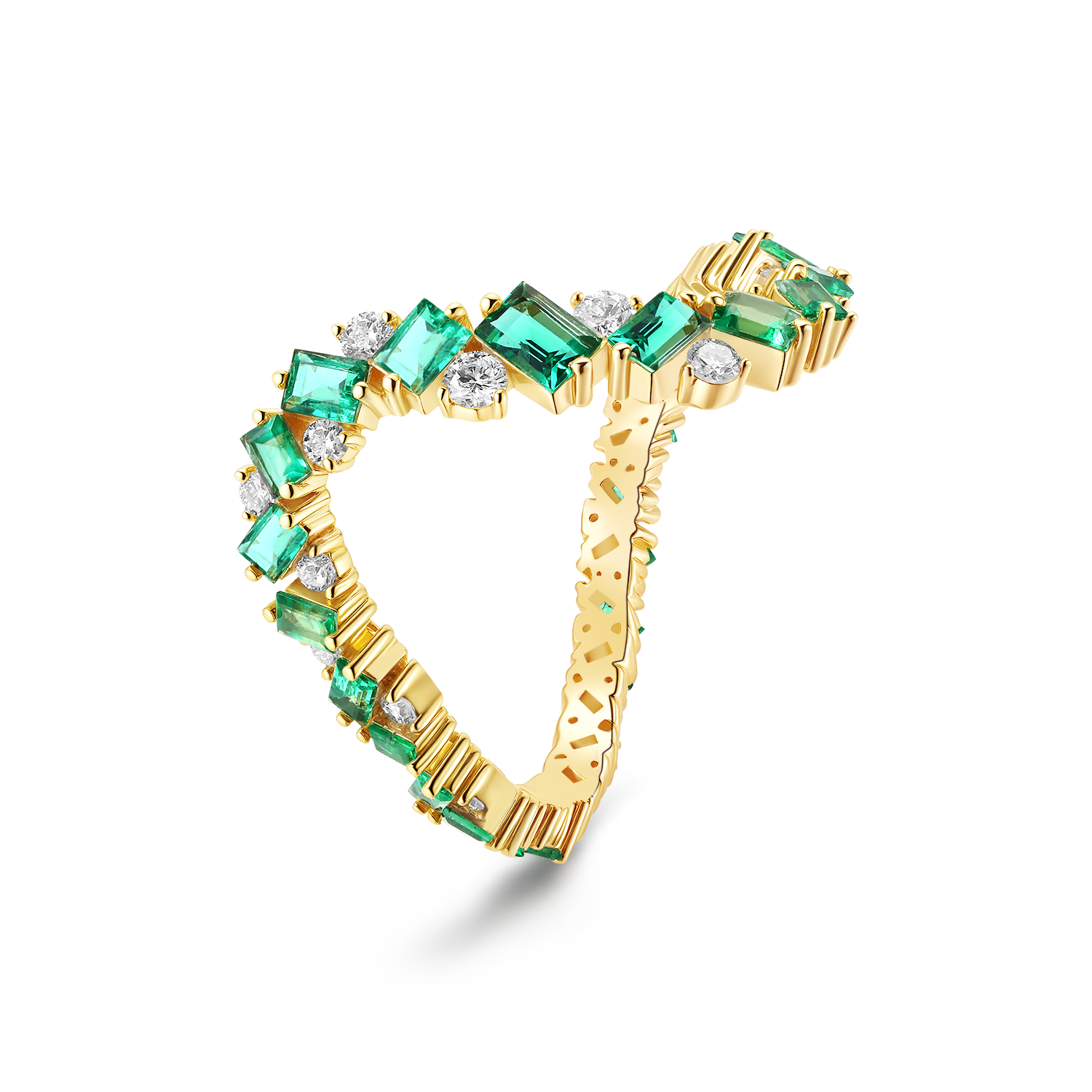 STREAM EMERALD AND DIAMOND ETERNITY BAND