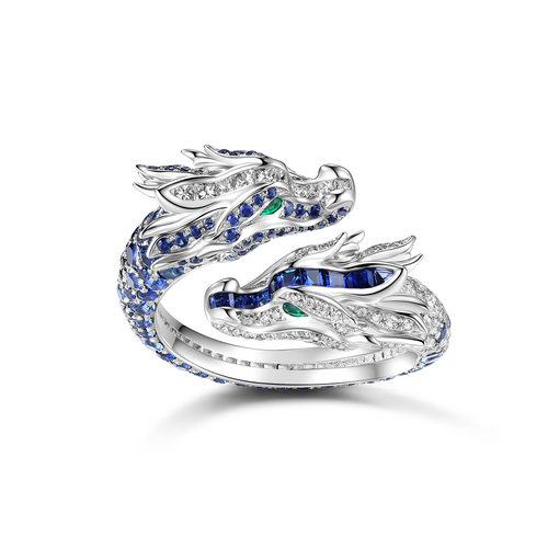 Dual Dragon Sapphire Ring