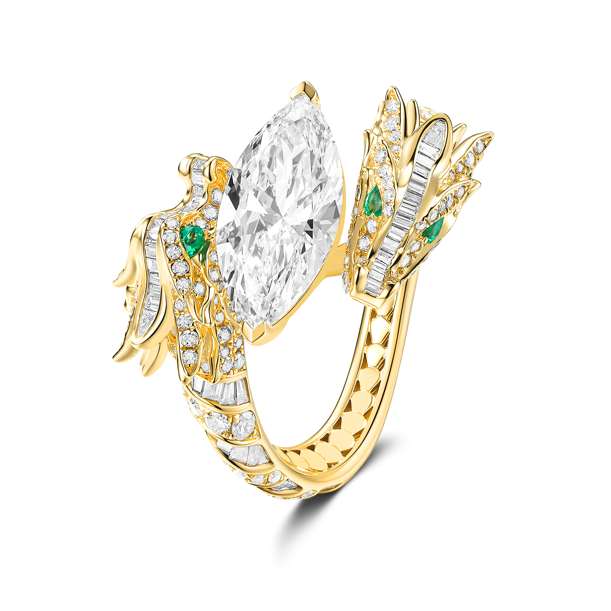 Dual Dragon Diamond Ring