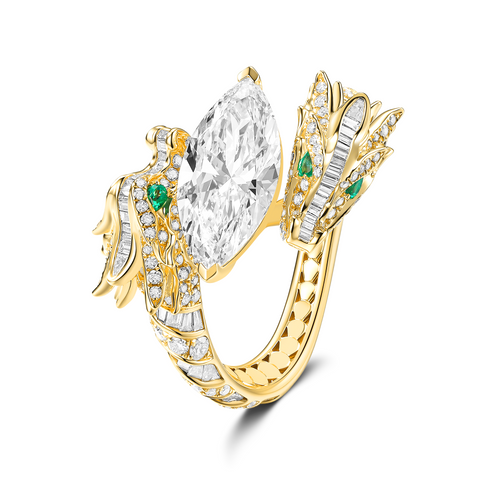 Dual Dragon Diamond Ring