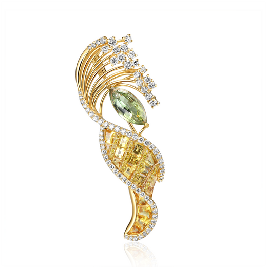 STREAM CHRYSOBERYL BROOCH