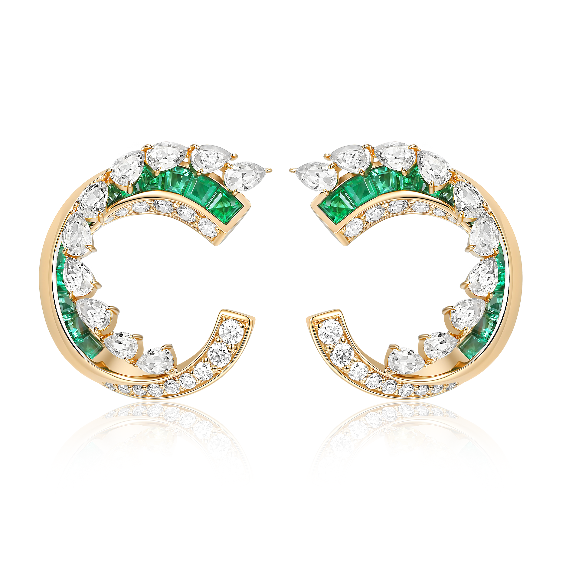 Stream Emerald & Diamond Hoop Earrings