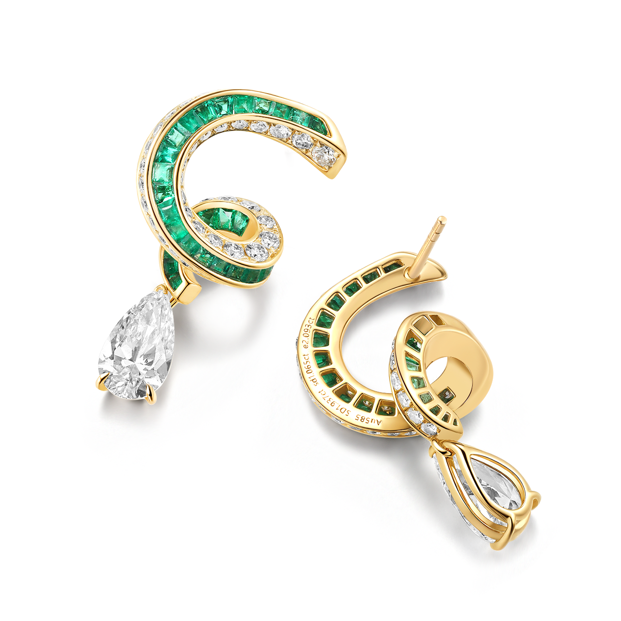 Stream Emerald & Diamond Drop Earrings