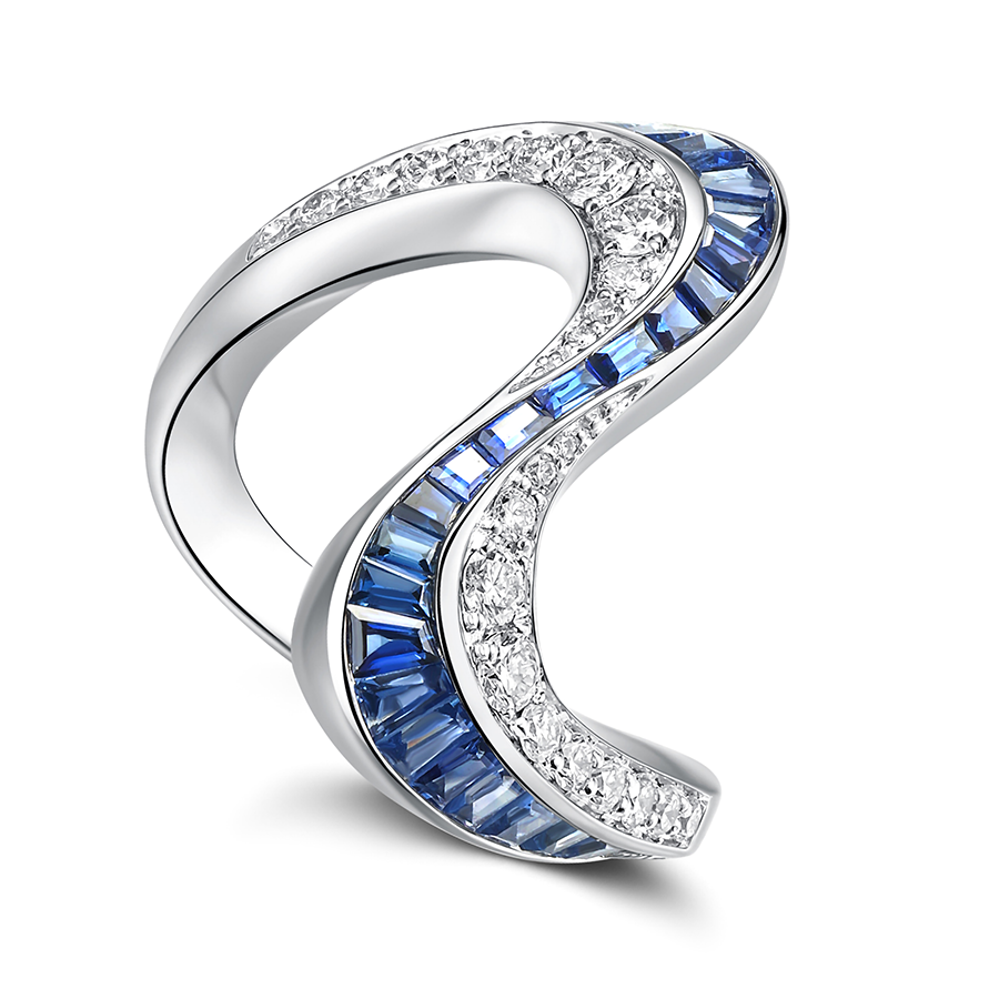 Stream Ring Blue Sapphire