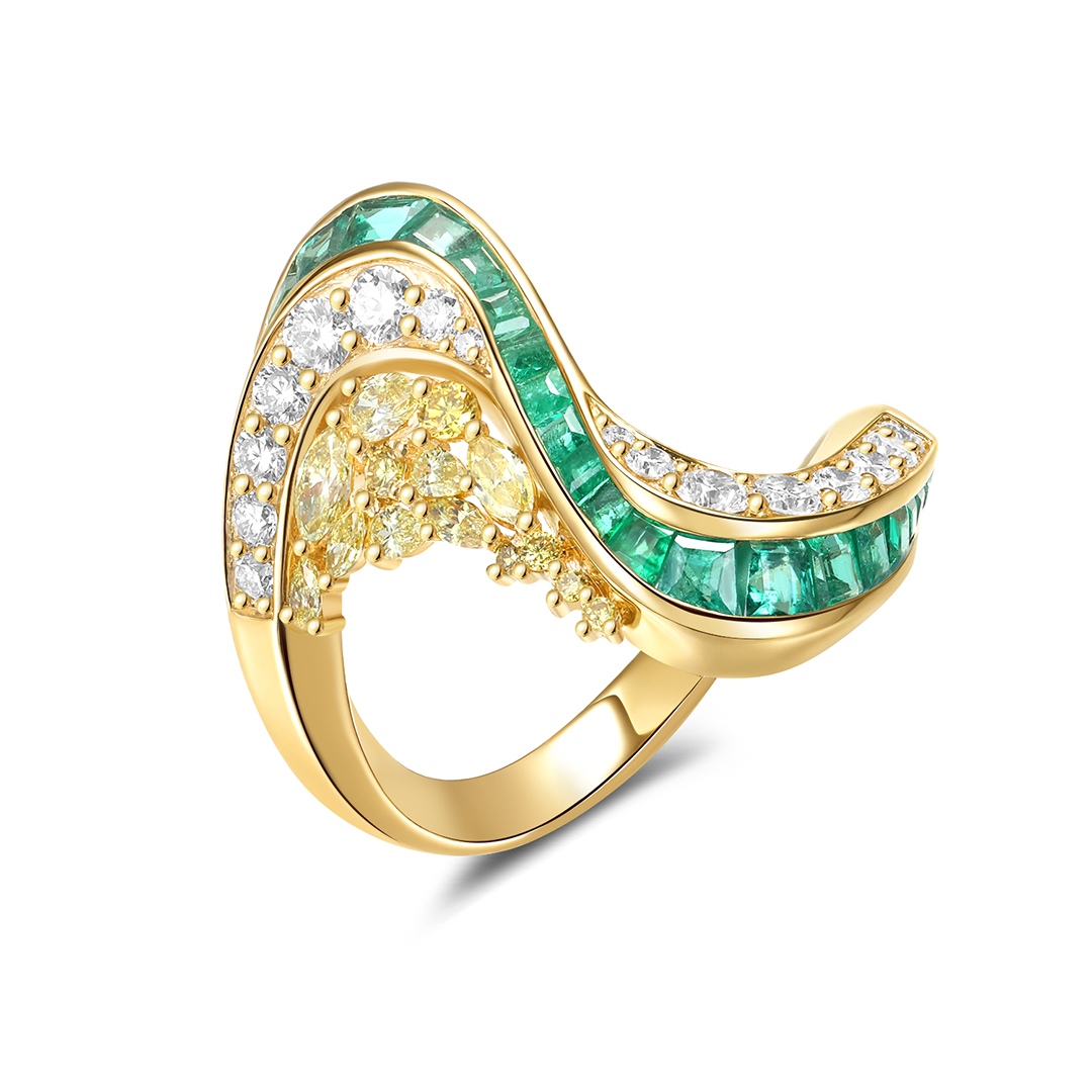 Stream Diamond Cluster Ring