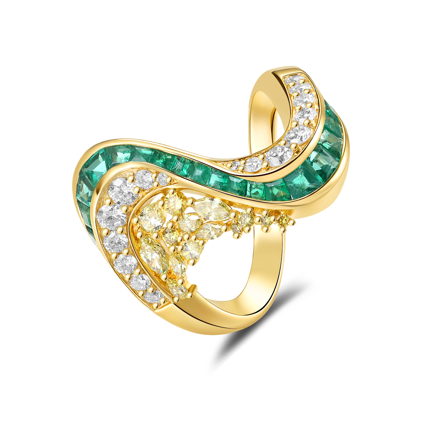 Stream Diamond Cluster Ring