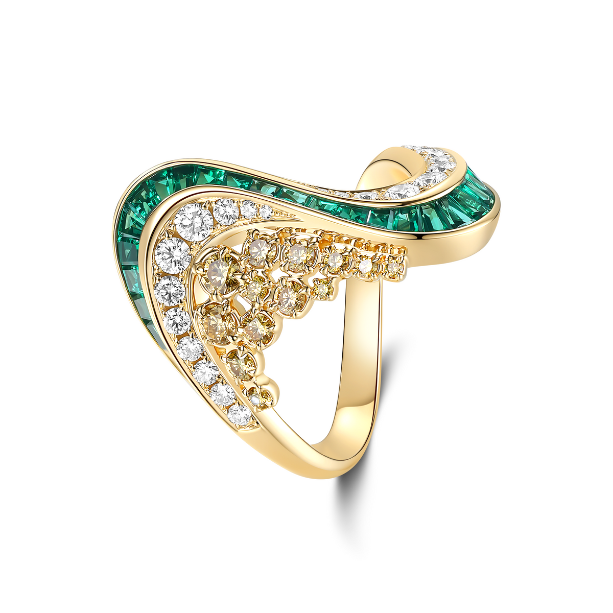 Stream Diamond Cluster Ring
