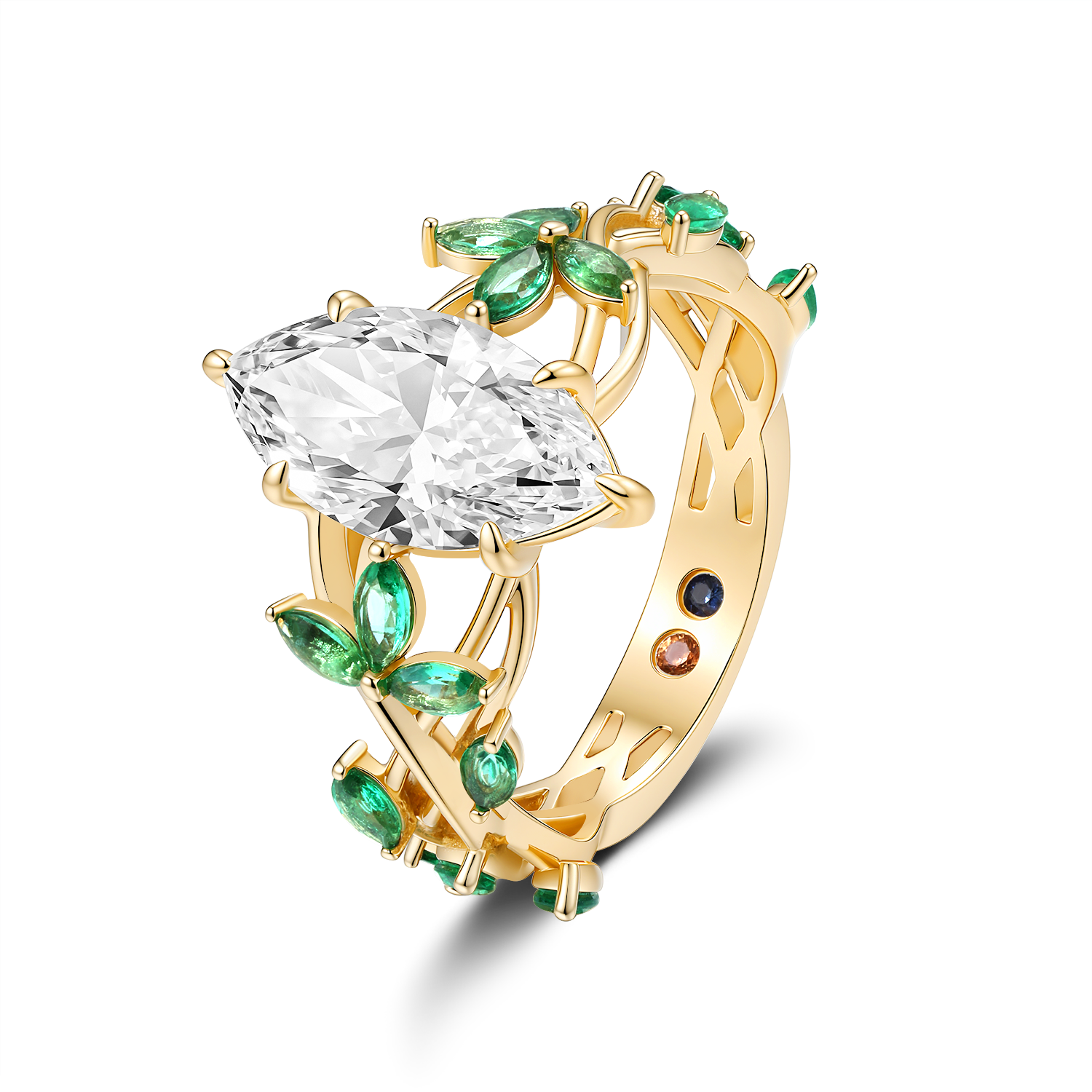 Emerald Vine Diamond Ring