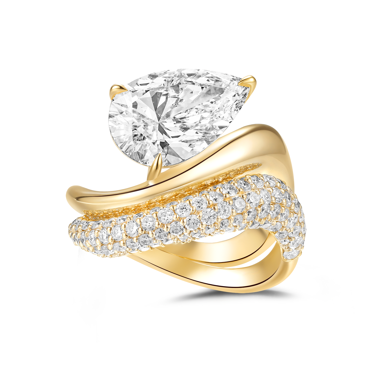 CURVED PEAR DIAMOND RING