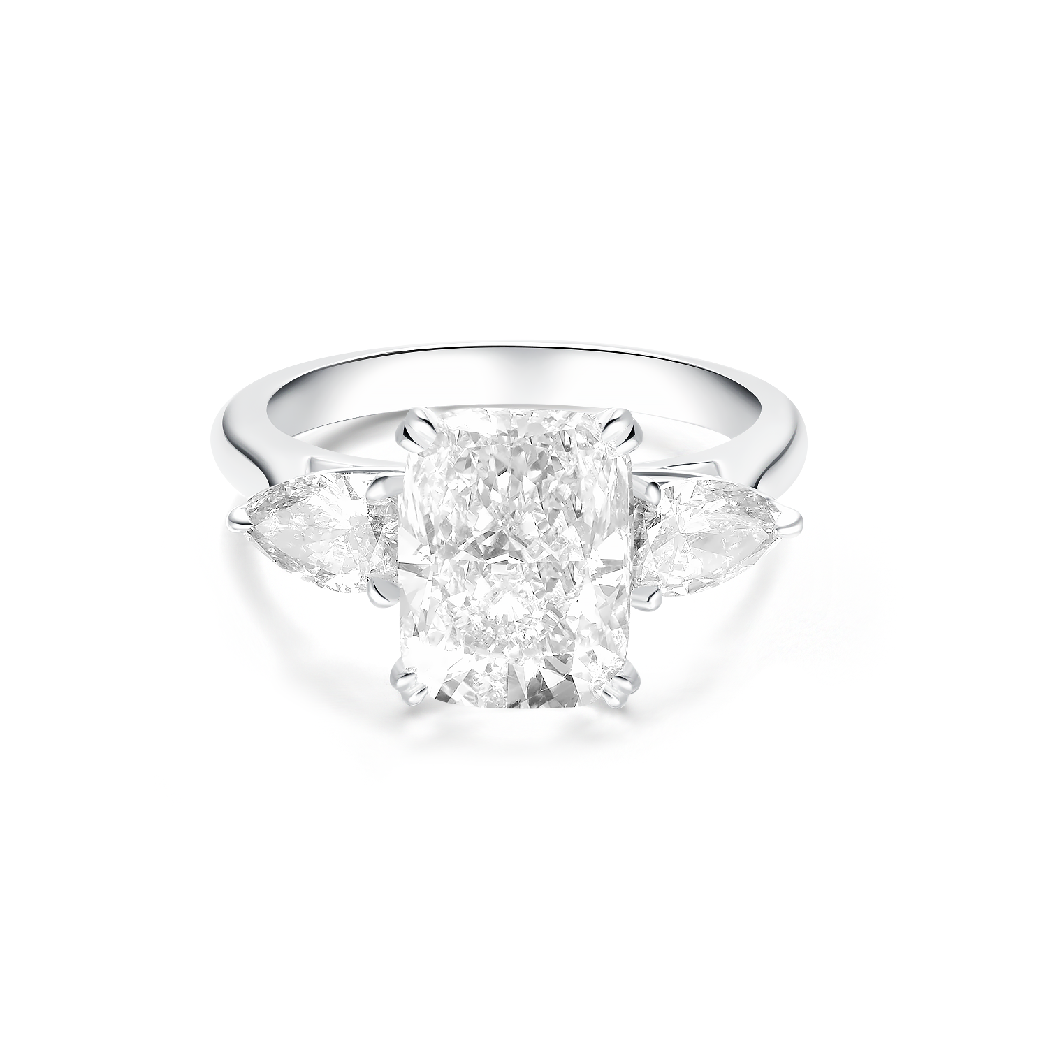 THREE-STONE CUSHION DIAMOND RING
