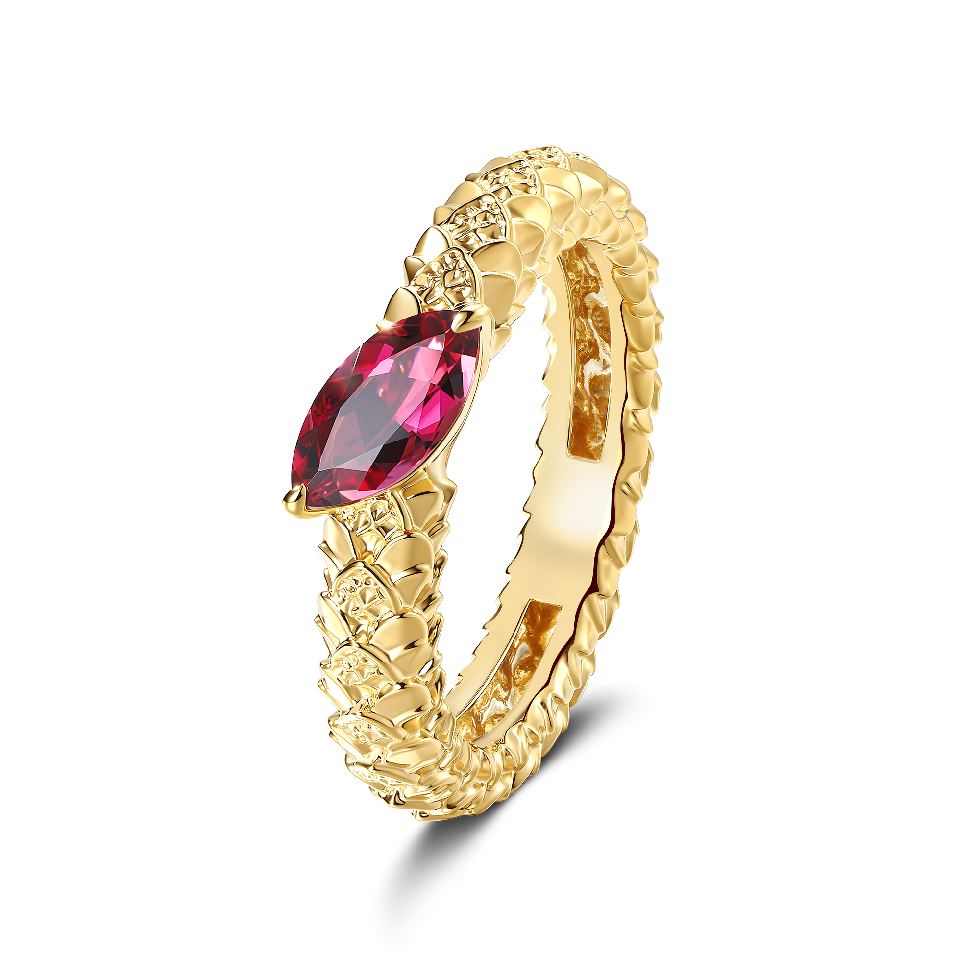 DRAGON SCALE RUBELLITE WEDDING BAND