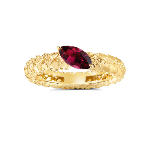 DRAGON SCALE RUBELLITE WEDDING BAND