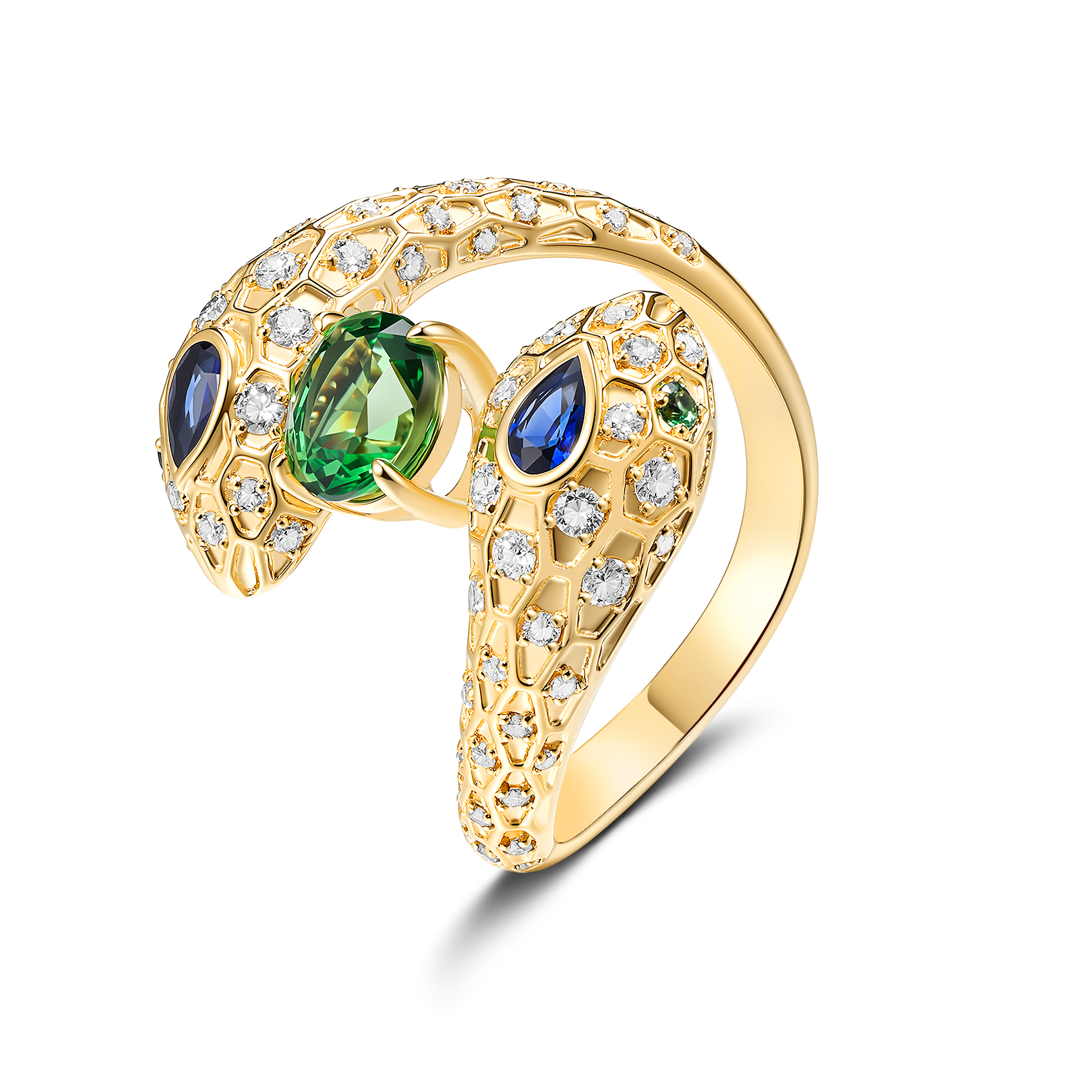 TWO SNAKES TSAVORITE DIAMOND RING