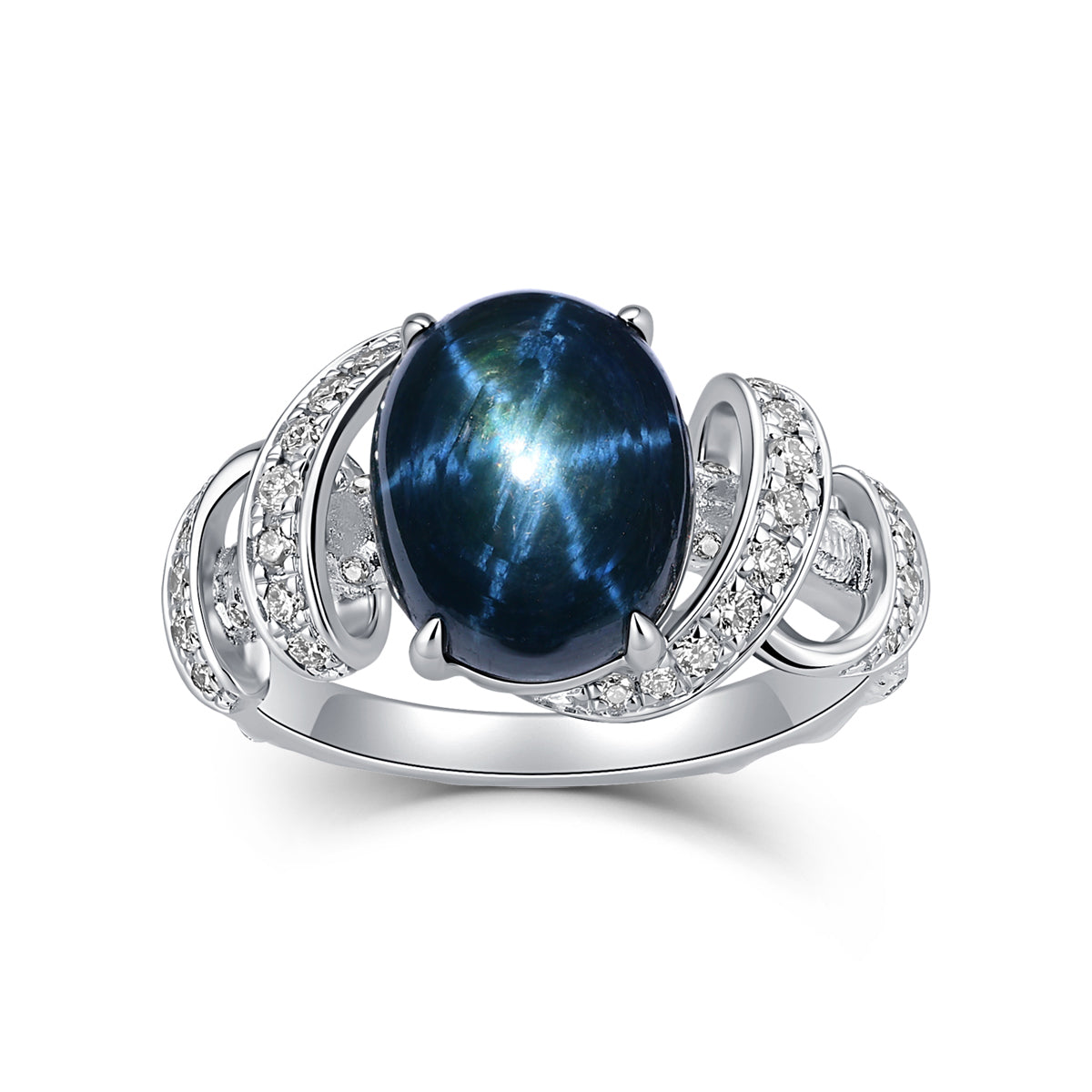 STAR SAPPHIRE DIAMOND ORBIT RING
