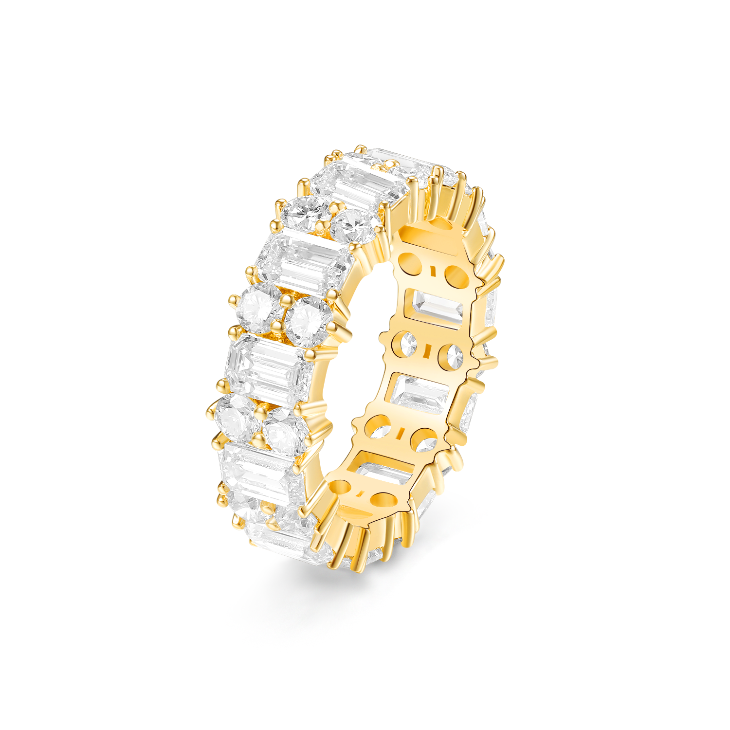 EMERALD CUT AND ROUND DIAMOND ETERNITY BAND