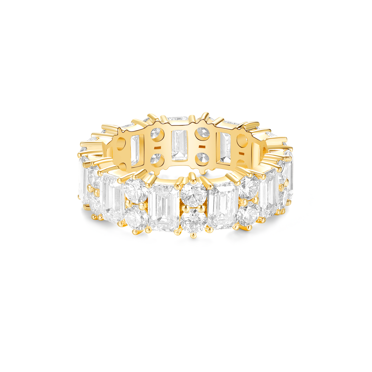 EMERALD CUT AND ROUND DIAMOND ETERNITY BAND