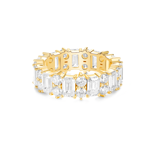 EMERALD CUT AND ROUND DIAMOND ETERNITY BAND