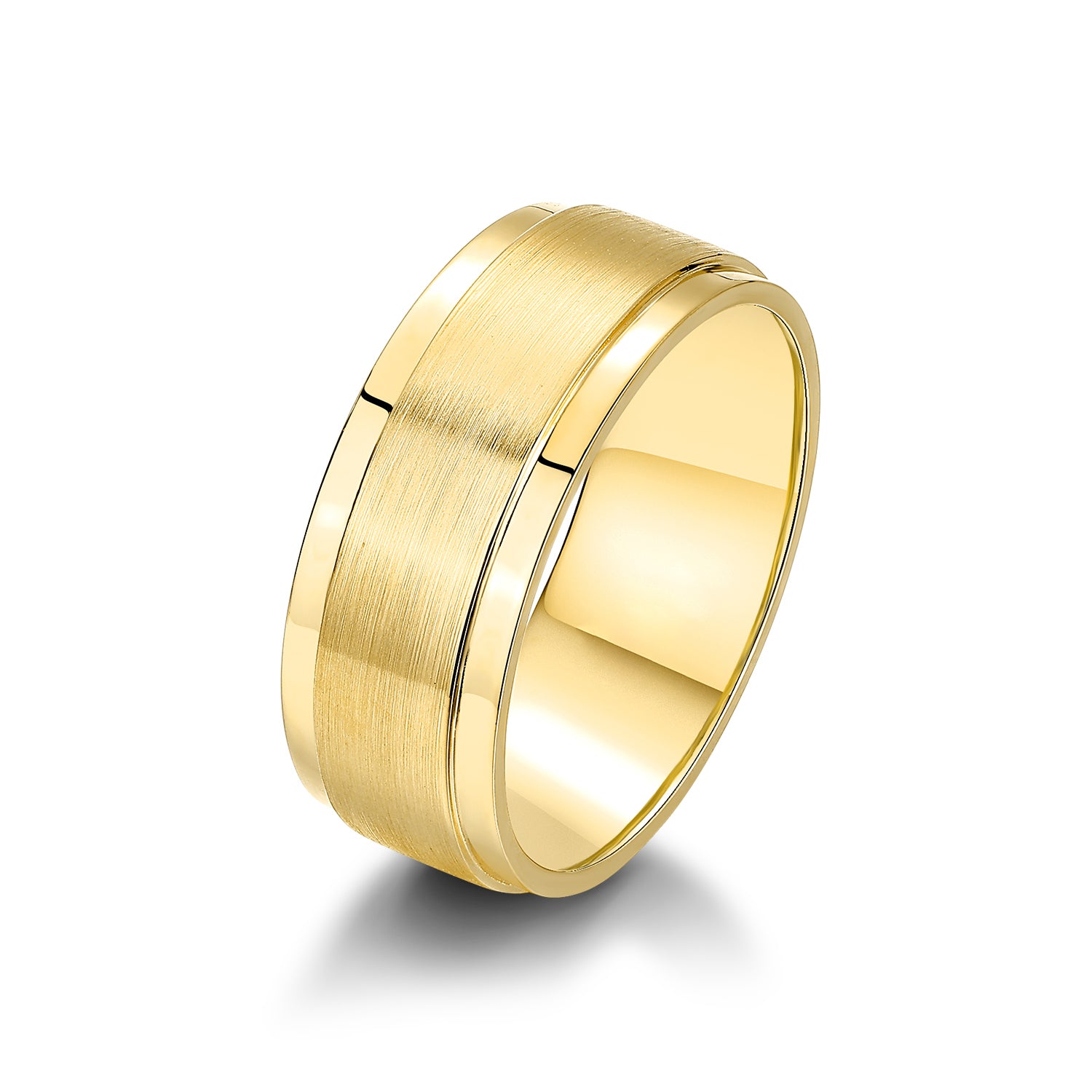 BRUSHED YELLOW GOLD MEN’S WEDDING BAND