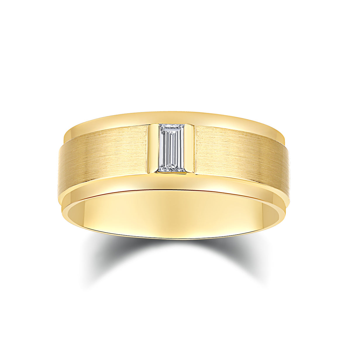 BAGUETTE DIAMOND BRUSHED MEN’S WEDDING BAND