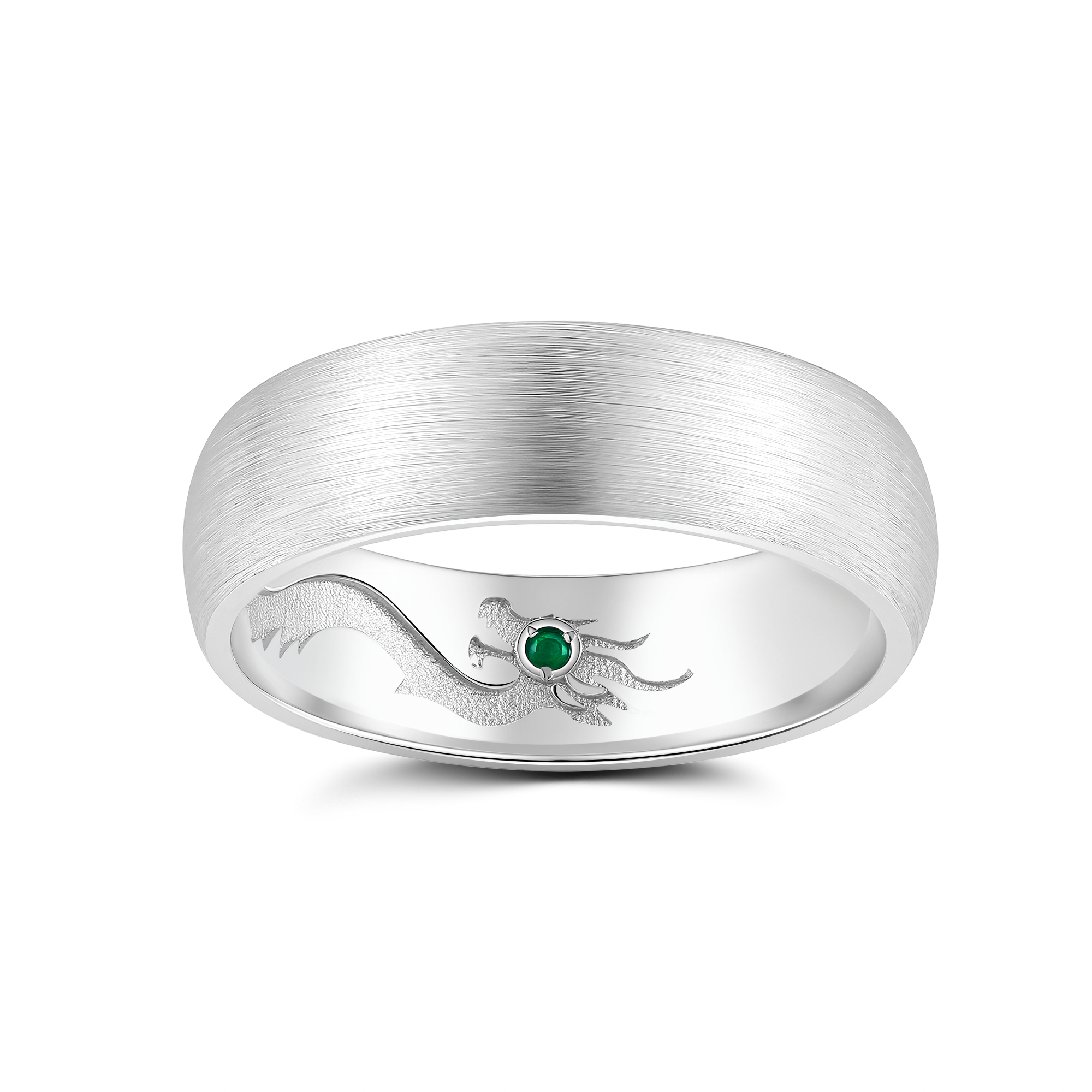 DRAGON ENGRAVED PLATINUM MEN’S WEDDING BAND
